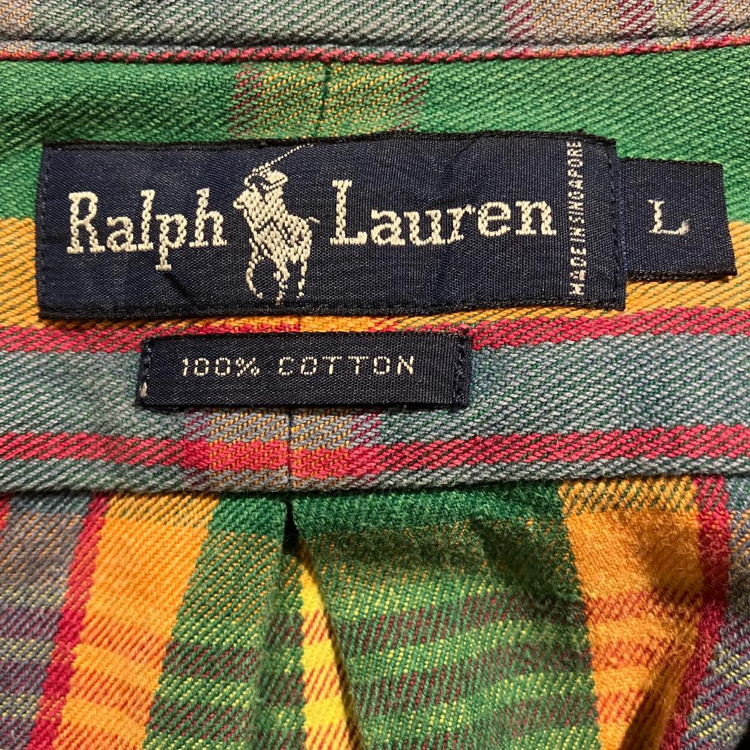 ラルフローレン　チェック柄長袖シャツ　ボタンダウンシャツ/プルオーバー　サイズL