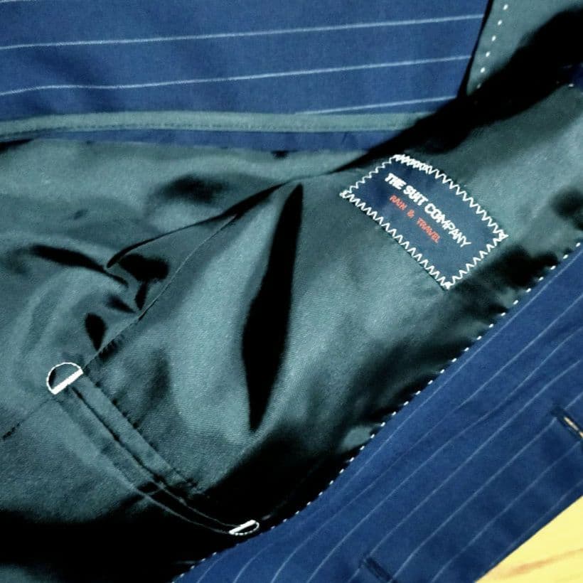 冬物美品3点セット細身ネイビー ピンストライプ スーツジャケット+スラックス2本