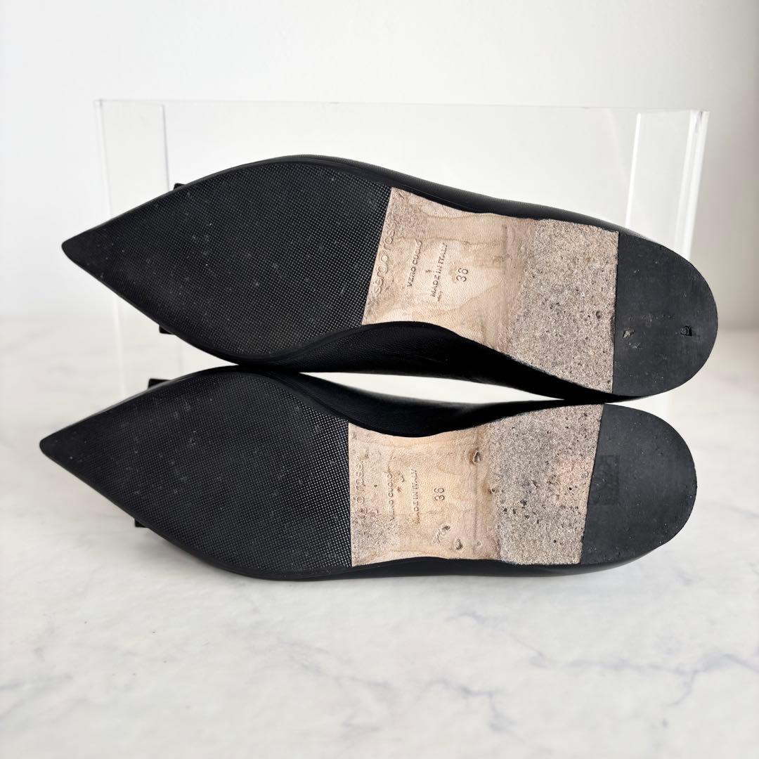 セルジオロッシ 36 SR1 バレリーナ フラットパンプス レザー ブラック