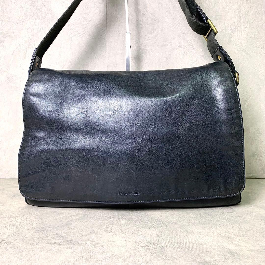 希少 COACH オールドコーチ メンズ メッセンジャーバッグ 本革 A4◎