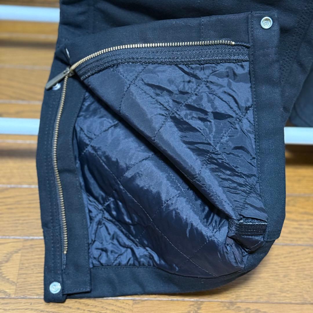 USカーハート ダブルニー オーバーオール キルティング ブラック