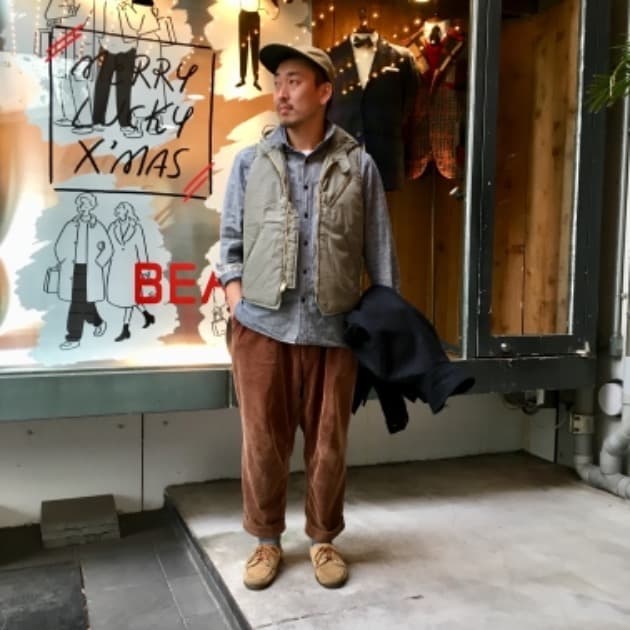 Post Overalls E-Z CRUZ VEST／ウールヘリンボーンベスト