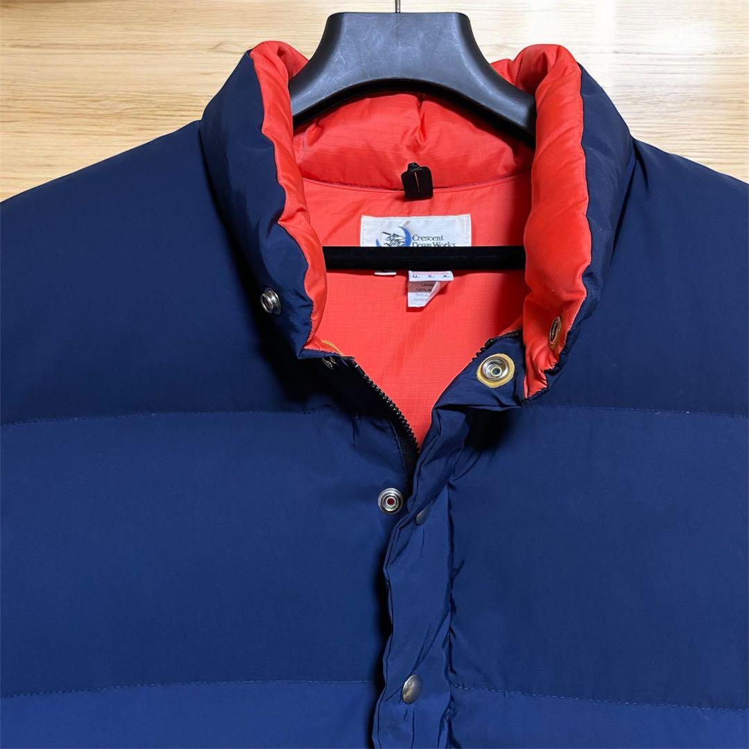 希少アメリカ製 クレセントダウンワークス ダウンベスト Lサイズ ネイビー