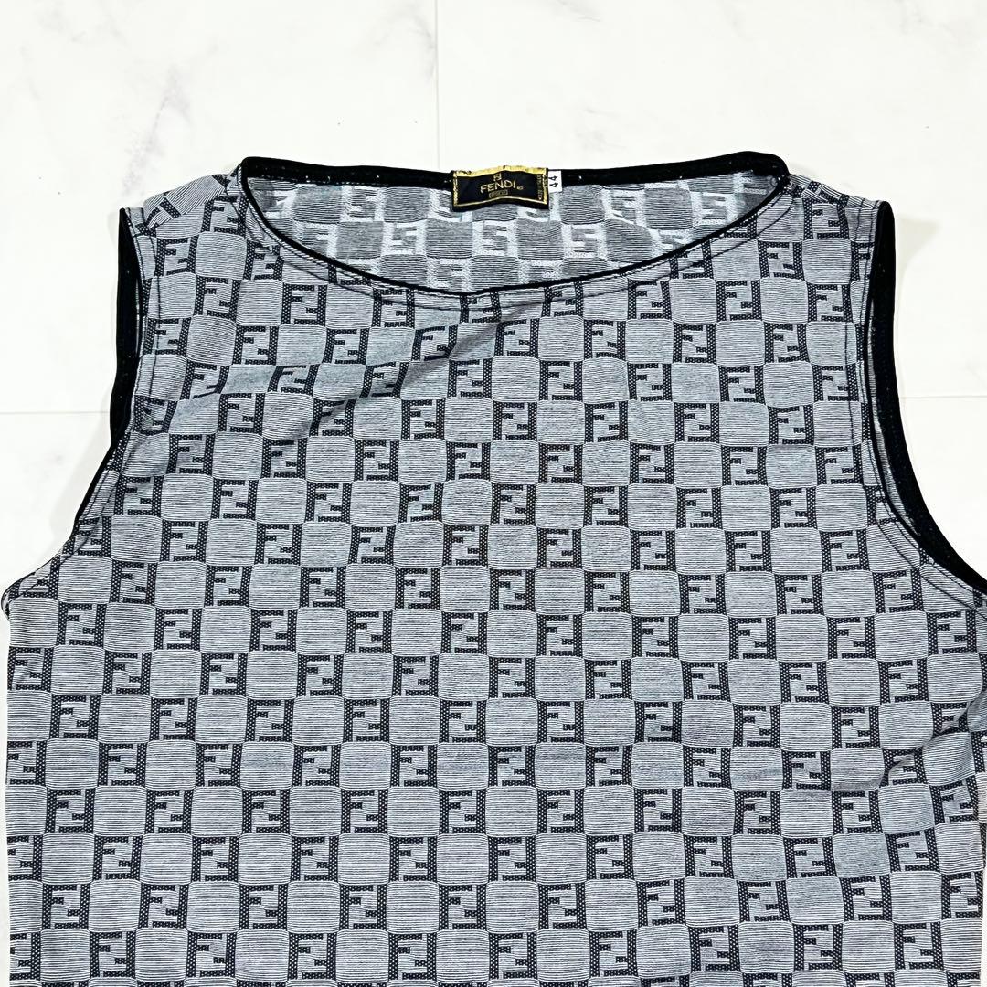 FENDI ズッカ柄 総柄 ノースリーブ トップス 44 M相当 グレー