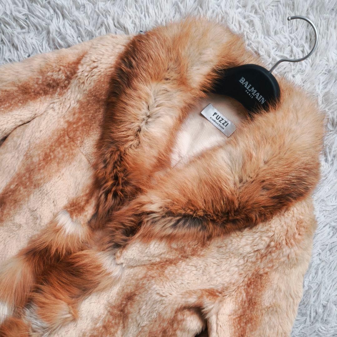 【希少 高級◎】総丈75 ゴールデン 毛皮 ファーコート M