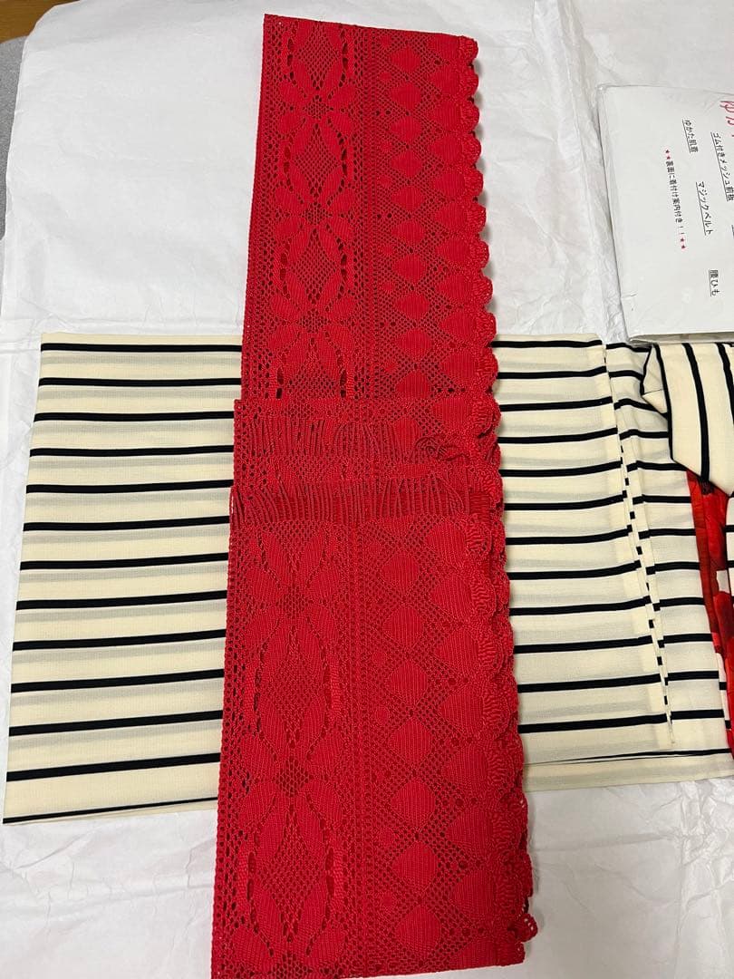 セット ふりふ アネモネ 姉萌音 浴衣+レース帯 赤+着付けこもの+下駄