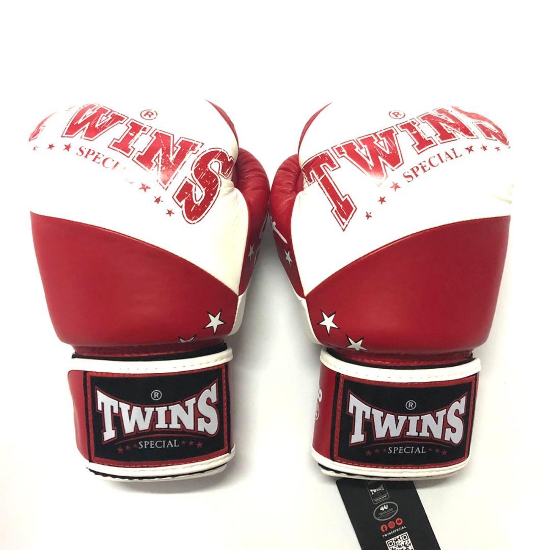 新品 正規 TWINS 本格ボクシンググローブ 赤白スター /ムエタイ/本革製