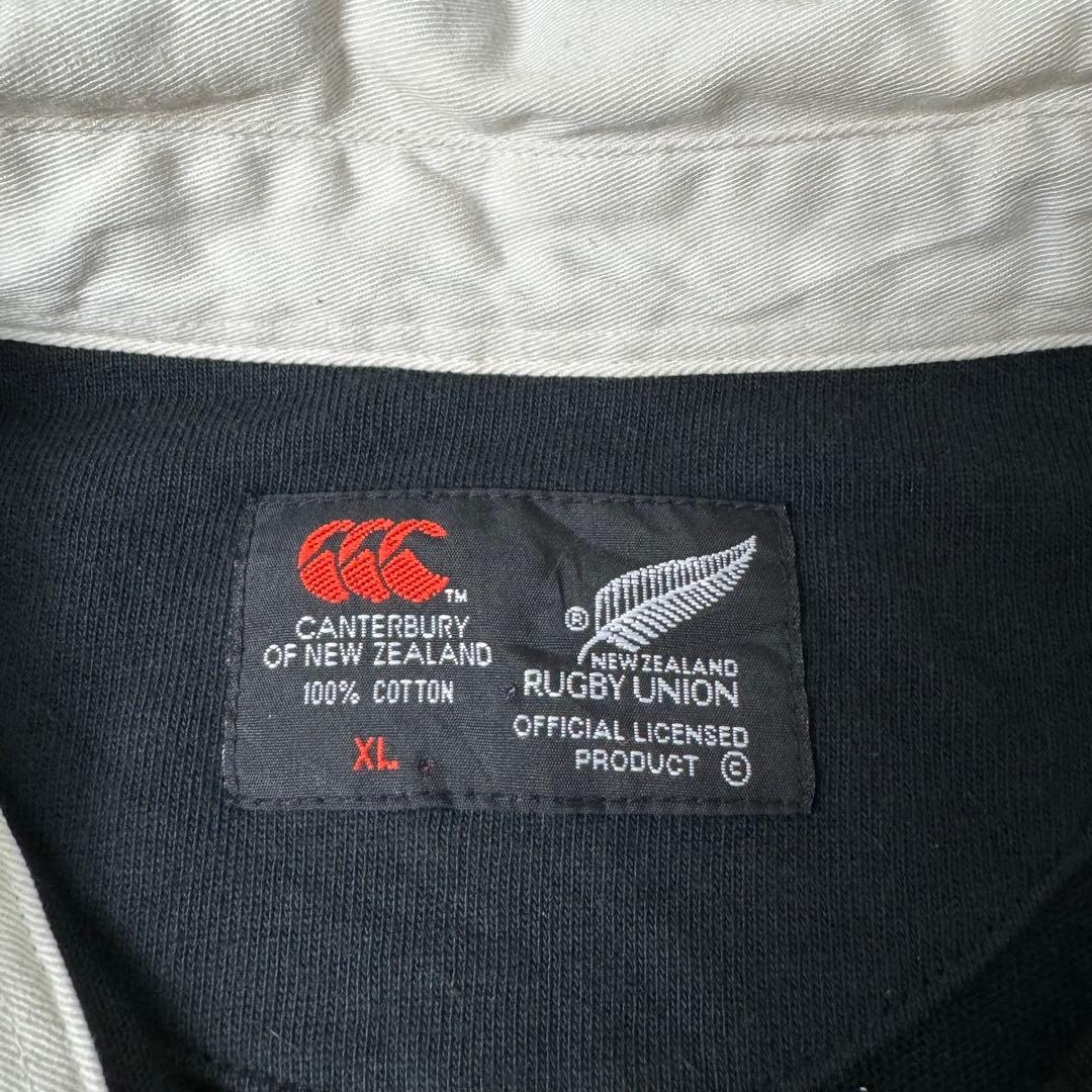 CANTERBURY 刺繍ロゴ ALL BLACKS ラガーシャツ XL 黒