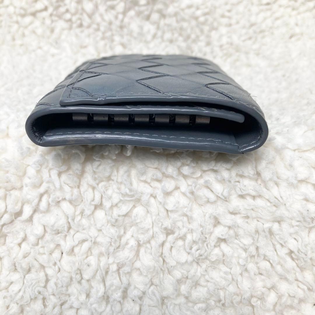 美品BOTTEGA VENETA 6連キーケース マキシイントレチャート グレー