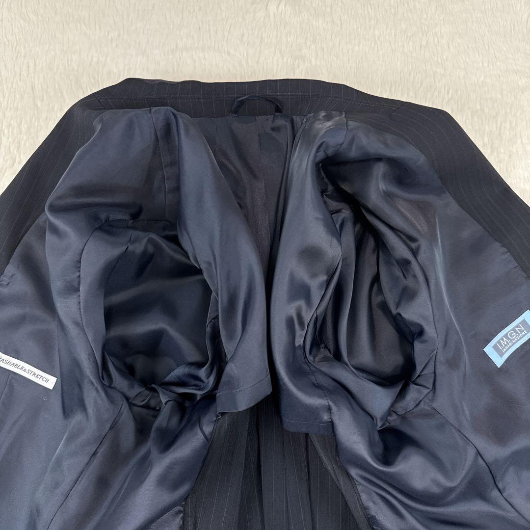 極美品　I.M.G.N　洋服の青山　レディーススーツ　大きいサイズ　ネイビー
