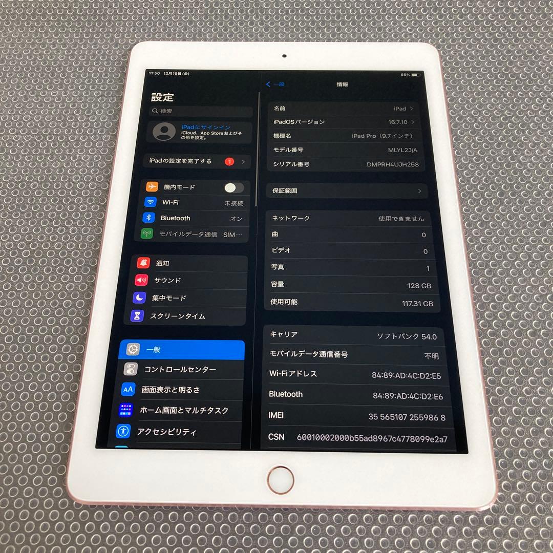 3735 極美品新品級☆電池最良好☆iPad Pro 128GB SIMフリー☆