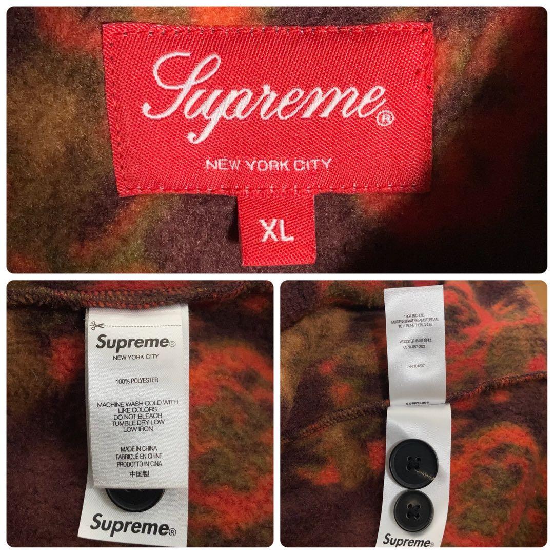 【美品】SUPREME カバーオール ジャケット 刺繍ロゴ 総柄 XL.