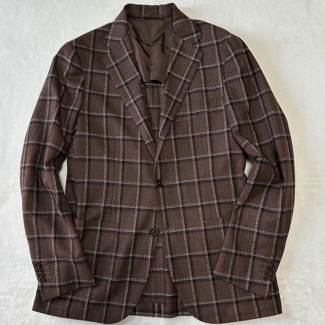 美品 ユナイテッドアローズ ウィンドペン チェック ウール ジャケット48 L