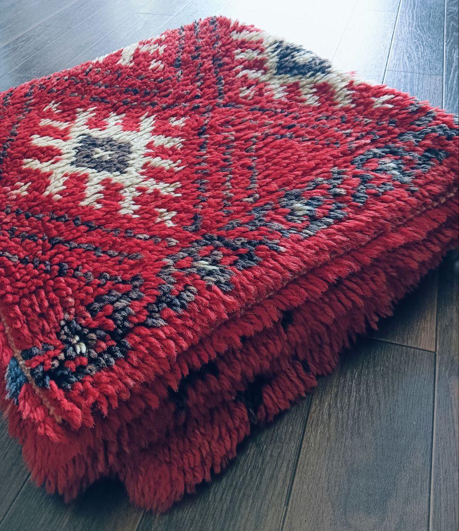 冬用　長毛のブルガリビンテージラグ♪上質ウール　アフガニスタン　トルクメン