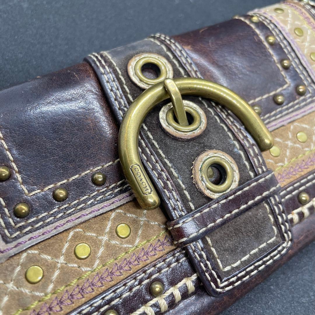 美品 コーチ ソーホー 長財布 ブラウン 折財布 ゴールド金具 SOHO