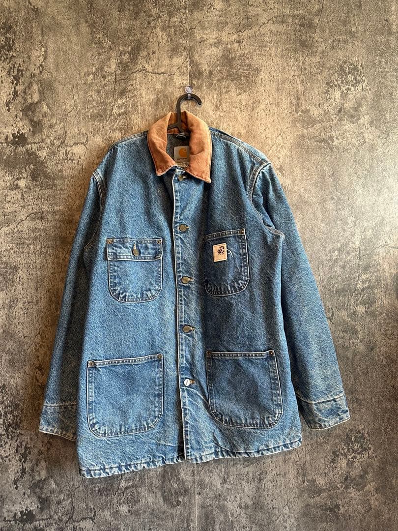 は*★様 USA製　カーハートデニムカバーオール コーデュロイ襟付き　C59 D