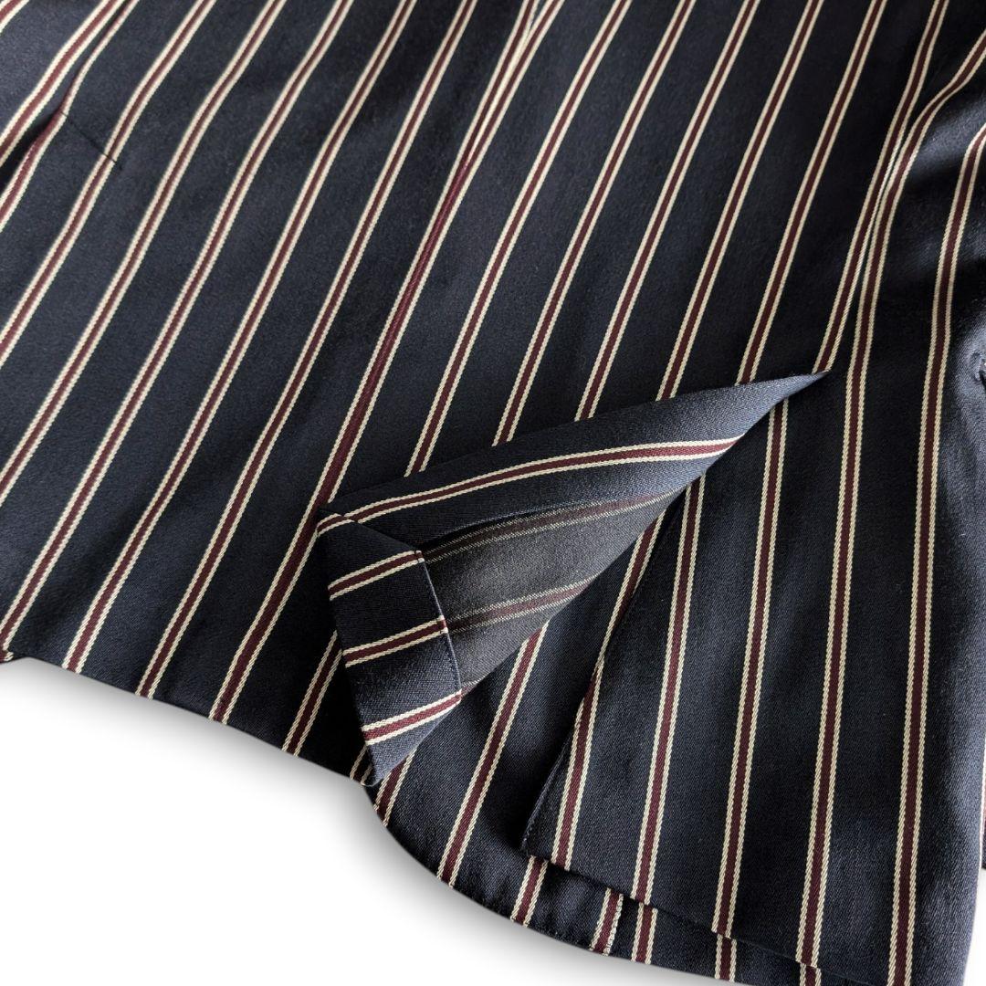 美品 マッキントッシュ ストライプ ウール綿混 テーラードジャケット ネイビー