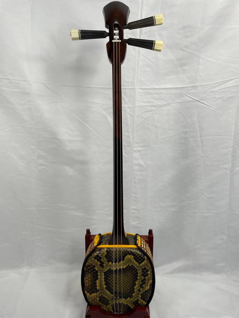 沖縄三線 宮古木工芸 本皮1枚張り 上等黒檀