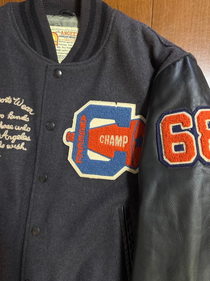 GOLDEN BEAR ANGEEZE USA製 袖革 スタジャン Mサイズ