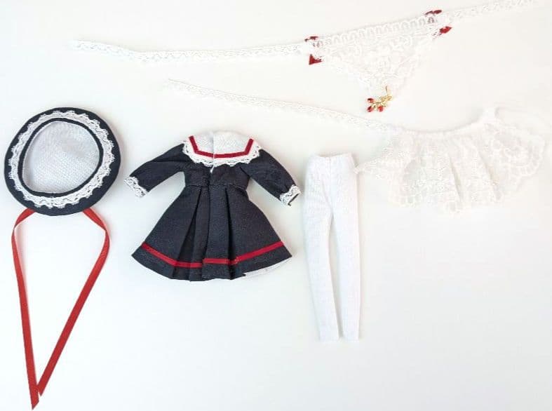 【ピコニーモP専用】レースセーラーワンピース ネイビー×レッド 898