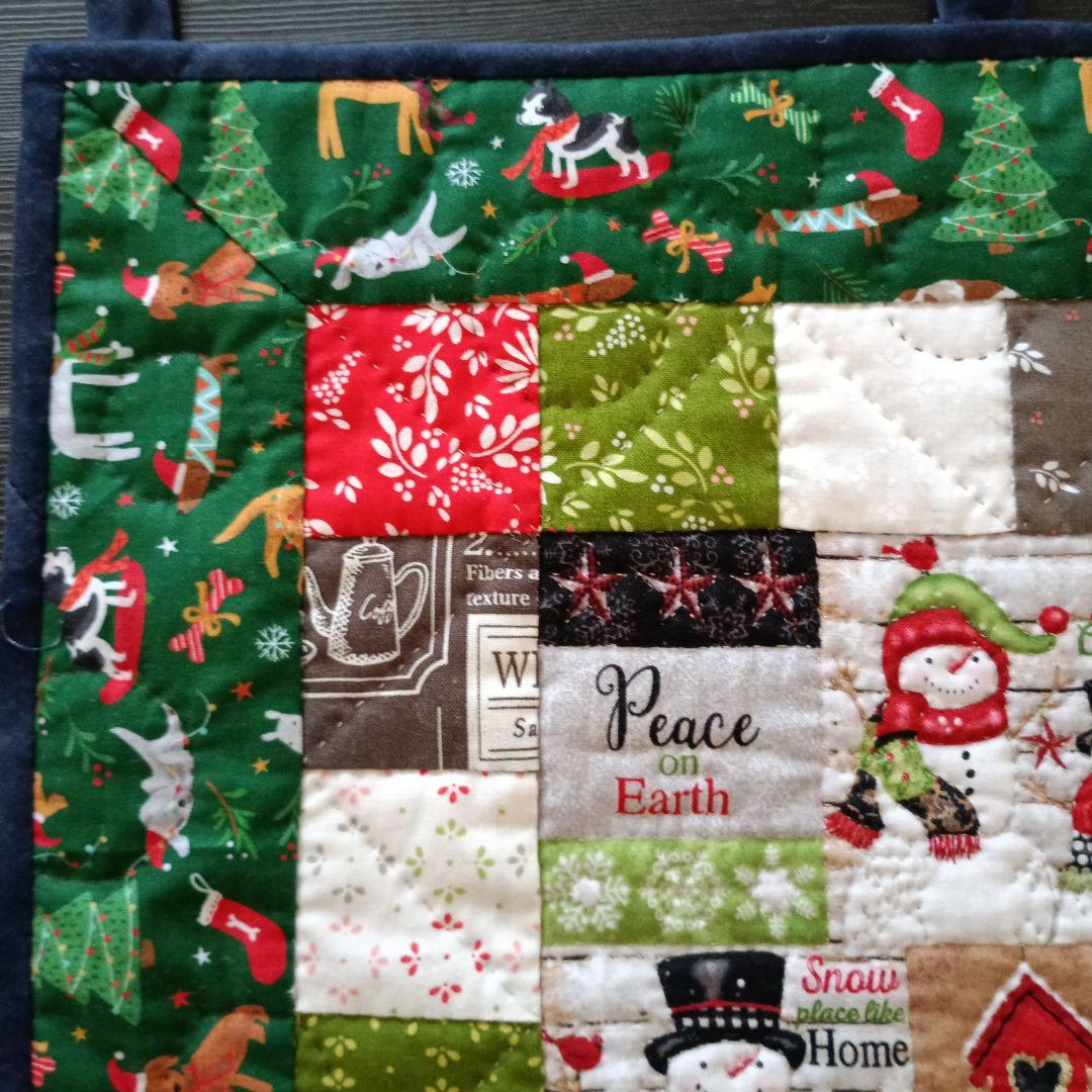 ❄スノーマン＆ワンちゃんサンタ2点おまとめタペストリー❄パッチワークハンドメイド