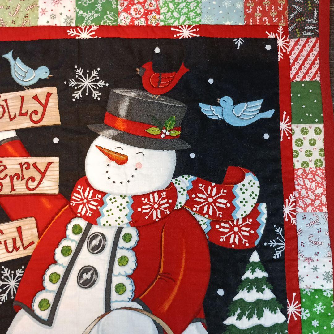 ❄スノーマン＆ワンちゃんサンタ2点おまとめタペストリー❄パッチワークハンドメイド