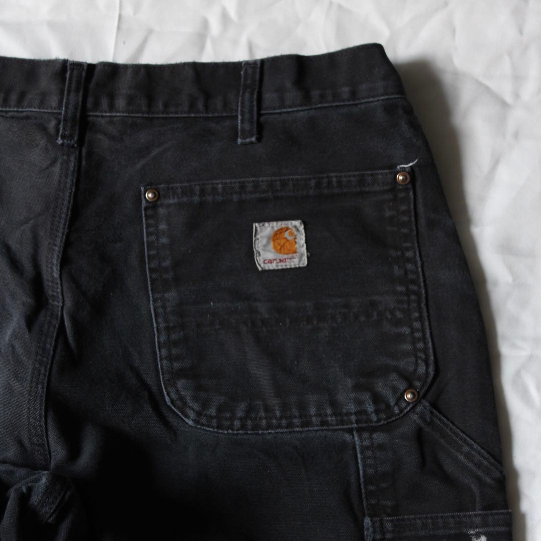雰囲気◎ USA製 Carhartt ダブルニー ペインターパンツ BLK 黒