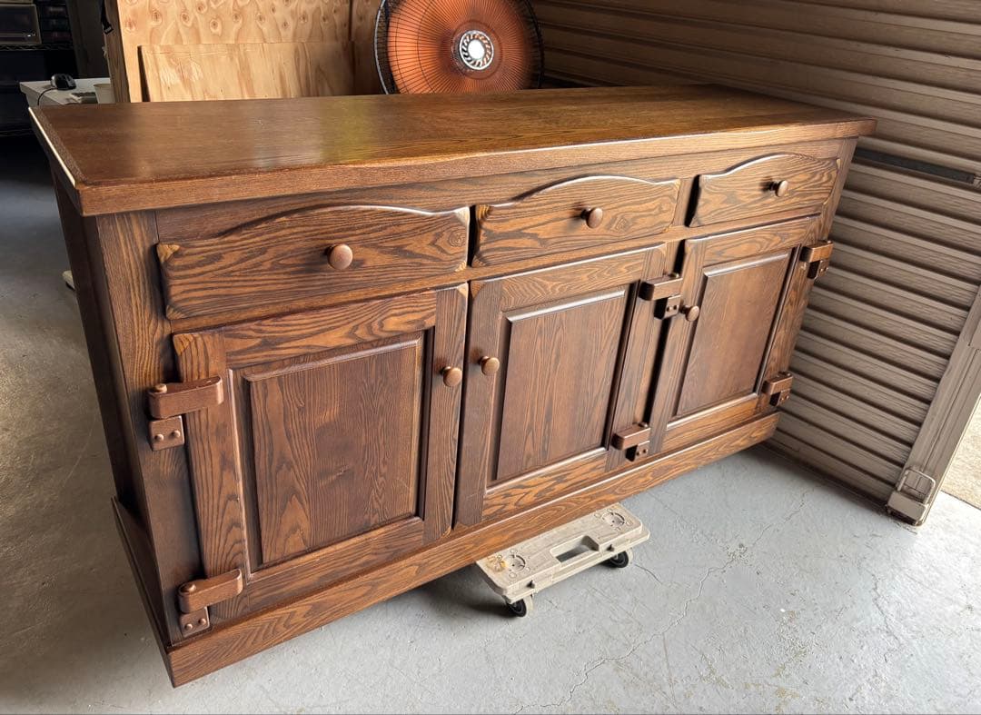 サクラ 国産 川隅家具 天然木 カントリーキッチン, 幅153cmUsed