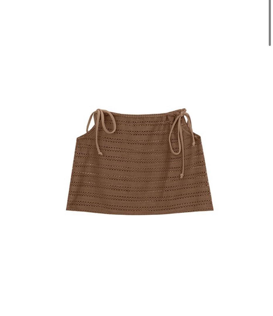 AIRSPACE ナチュラル美胸かぎ編みビキニ　3点セット　ココアブラウン