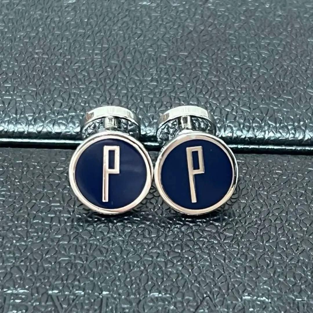 【正規品】ダンヒル dロゴ カフス シルバー×ネイビー 美品 希少モデル