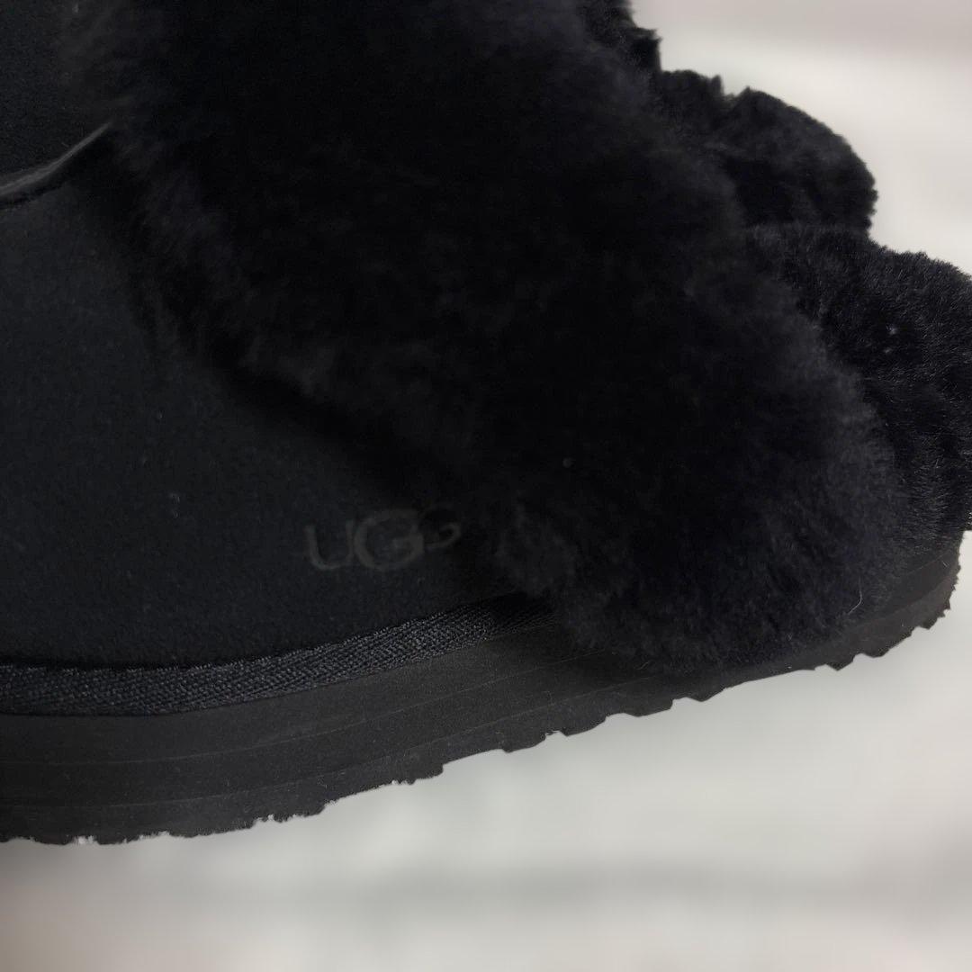綺麗♡UGG 黒 スエード ファー付き クロッグ サンダル　サボ　アグ　24