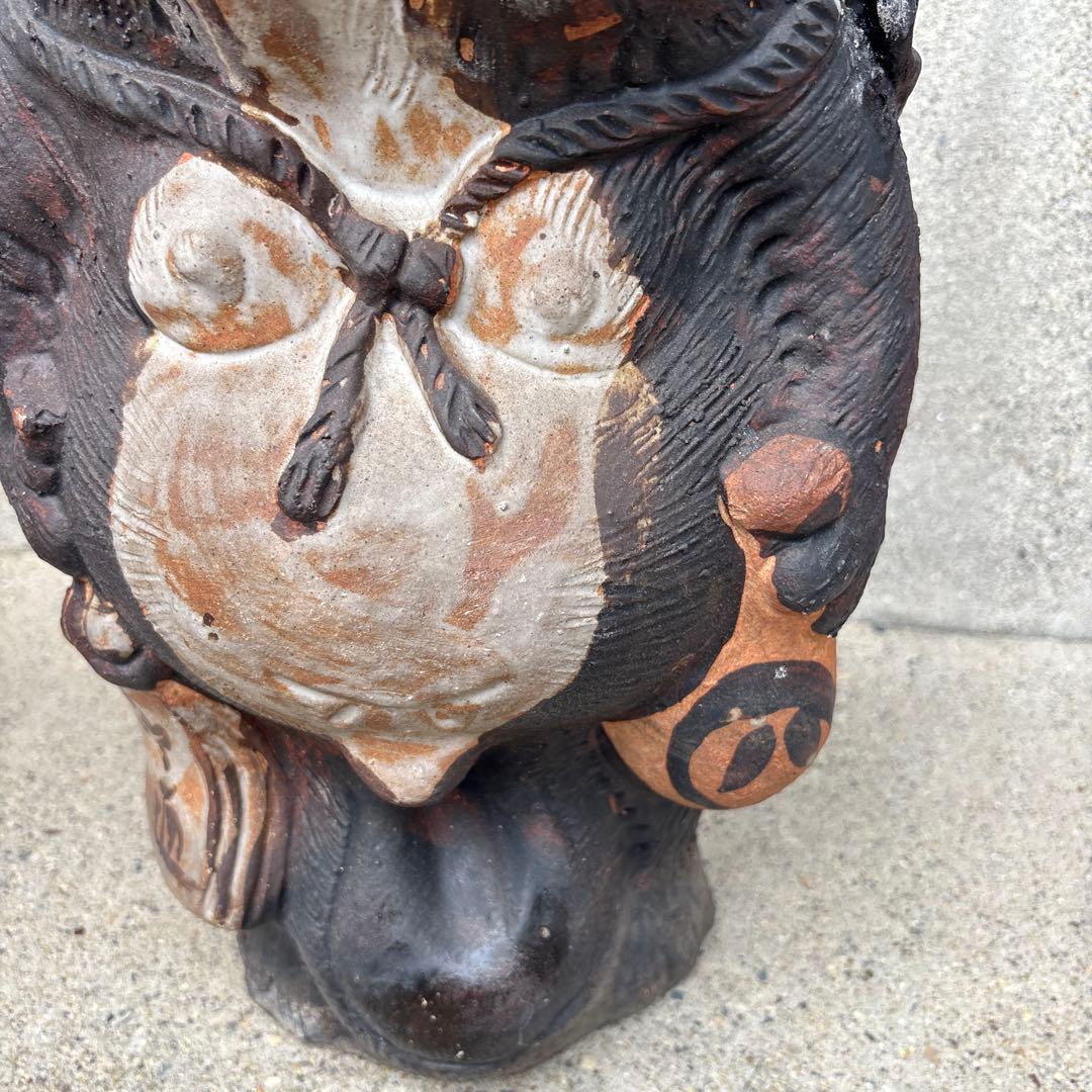 信楽焼 たぬき 2体セット 傘立て＆置物 商売繁盛 縁起物 陶器製 昭和レトロ