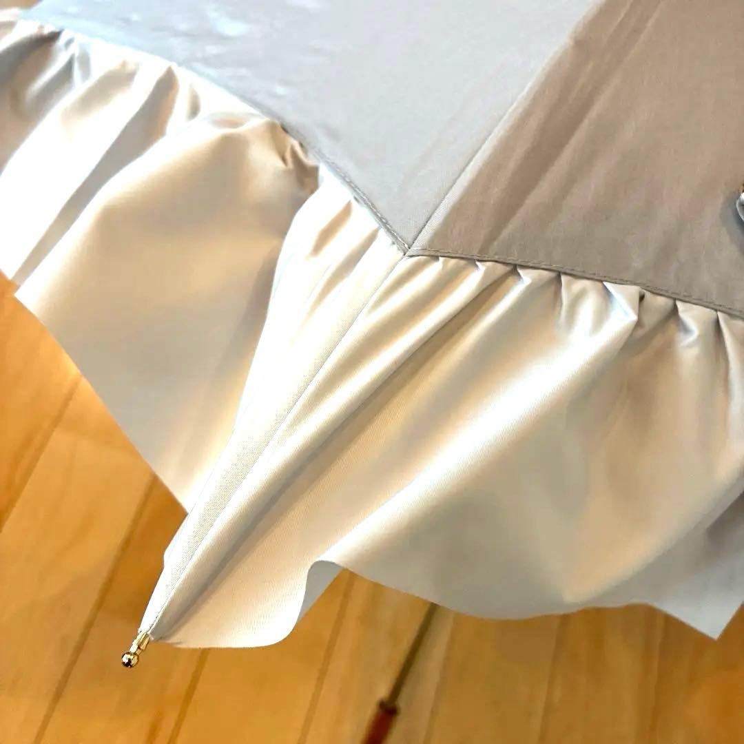 グレイシーのフリルたっぷり晴雨兼用日傘シルバーグレー