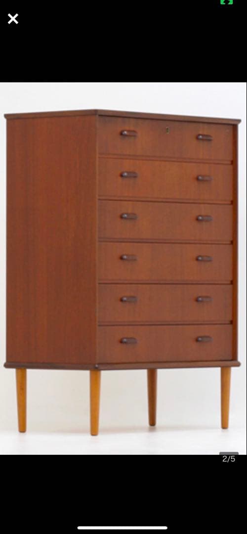 3月中旬まで　北欧ヴィンテージ　デンマーク製　チーク6段チェスト