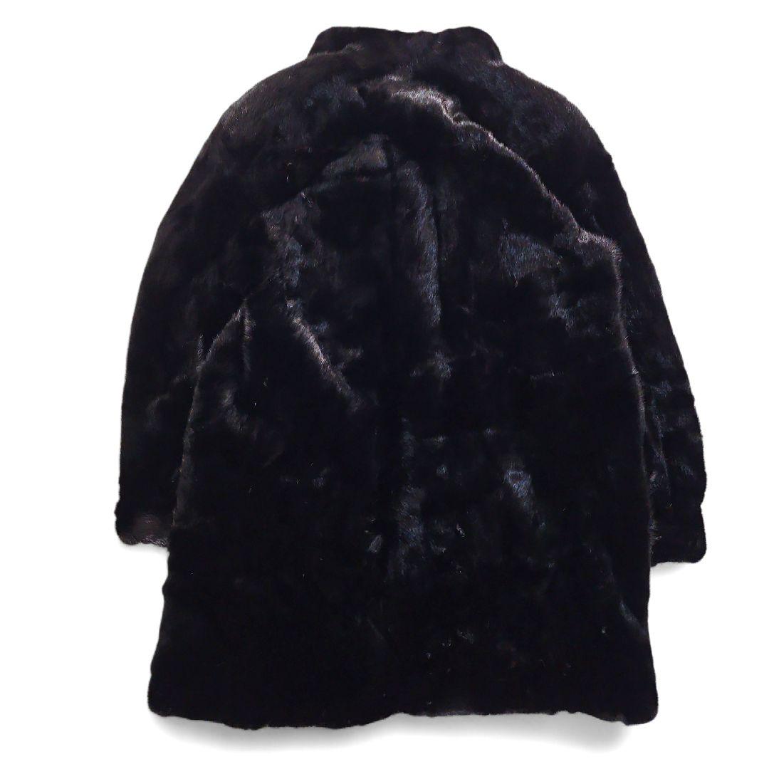 【SAGA MINK】 銀タグ 毛皮 ロングコート シェアードミンク ブラック