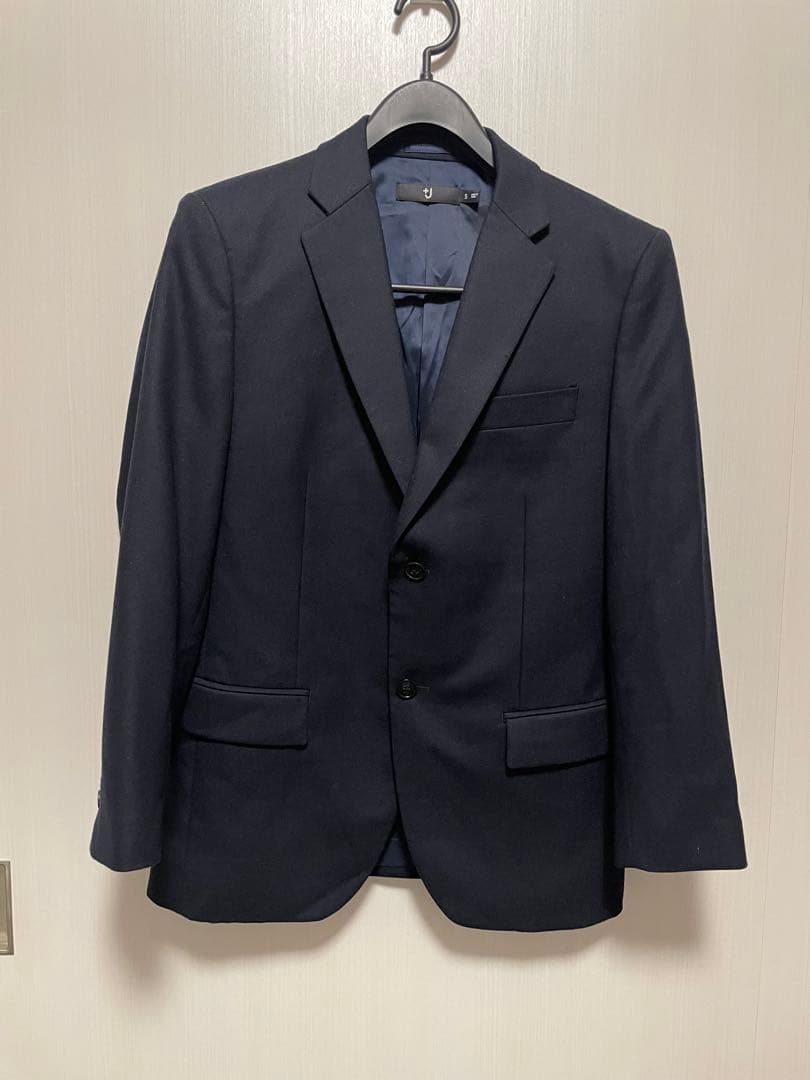 極美品 ユニクロ +J ウール セットアップ ネイビー サイズS
