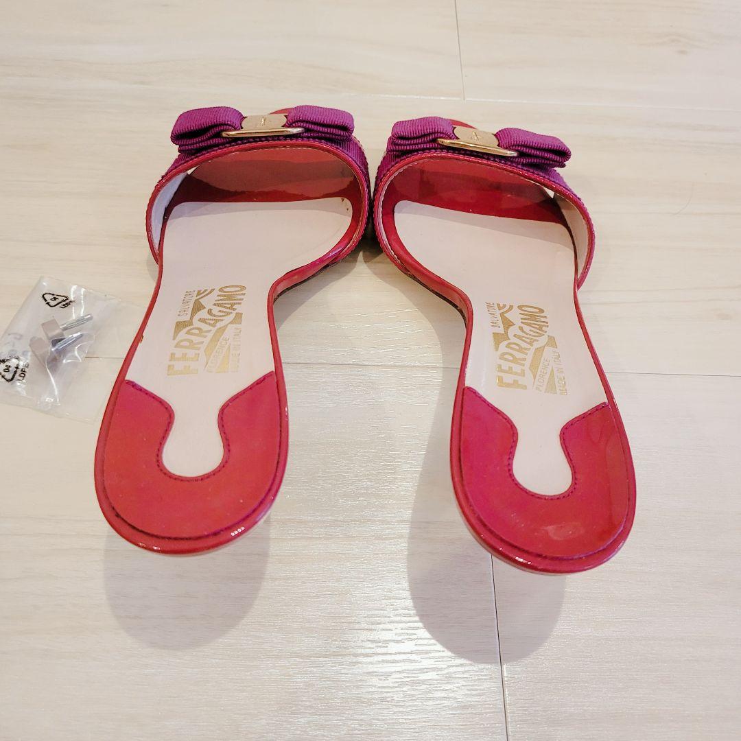 Ferragamo リボン付きミュール ピンク 紫 フェラガモ セリーヌ