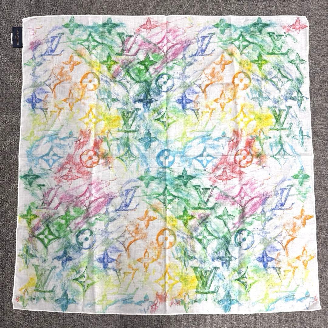 【入手困難】ルイヴィトン　ハンカチ　バンダナ マルチカラーホログラム　パステル
