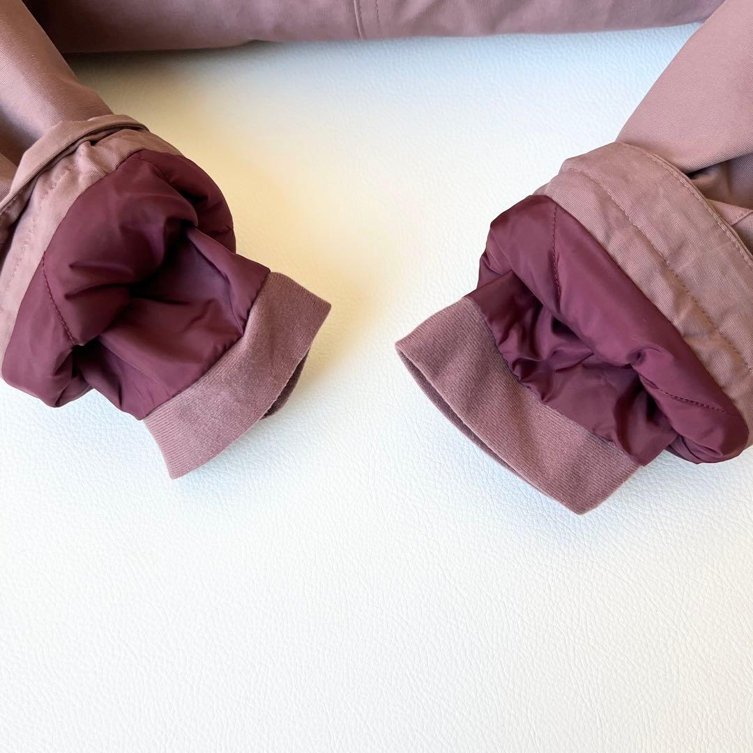 3207【美品】バートン　ジャケット 無地 ファー付き　中綿入り　ピンク　XS