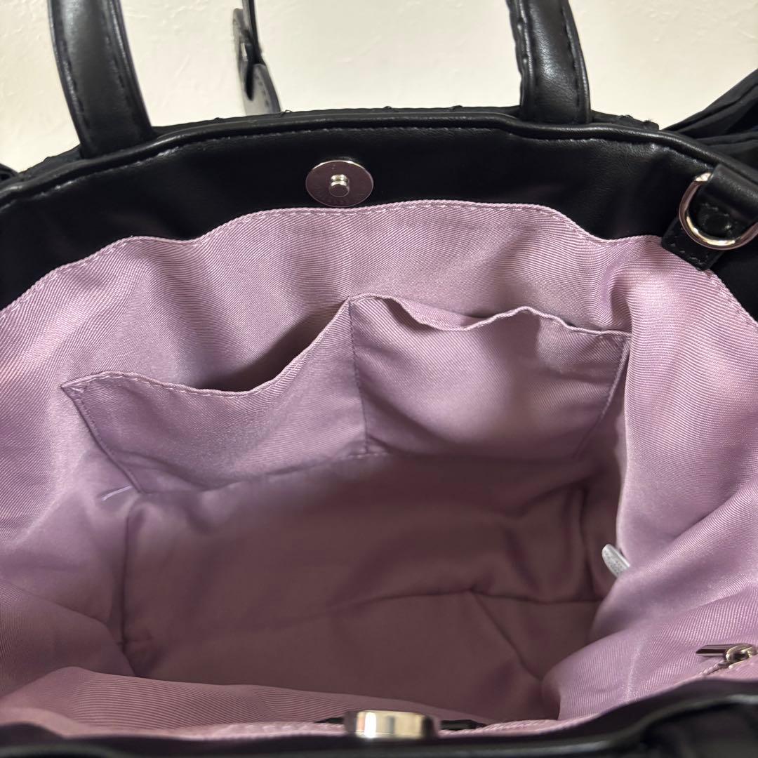 DIANA ダイアナ フリル付き キルティングバッグ ブラック