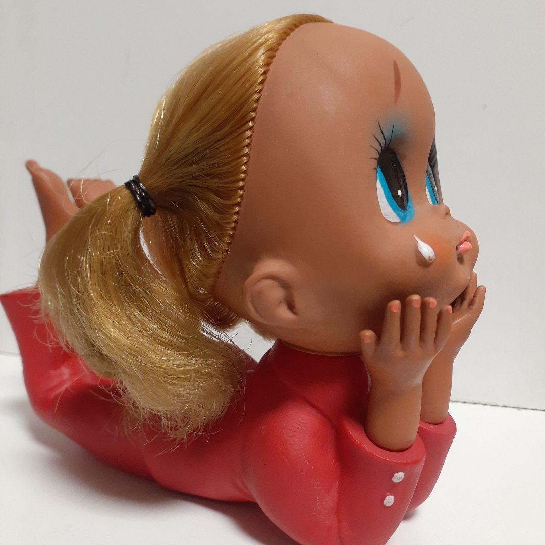 ビンテージ　昭和レトロ　ビンテージドール　女の子ソフビ人形　涙浮かべてる…