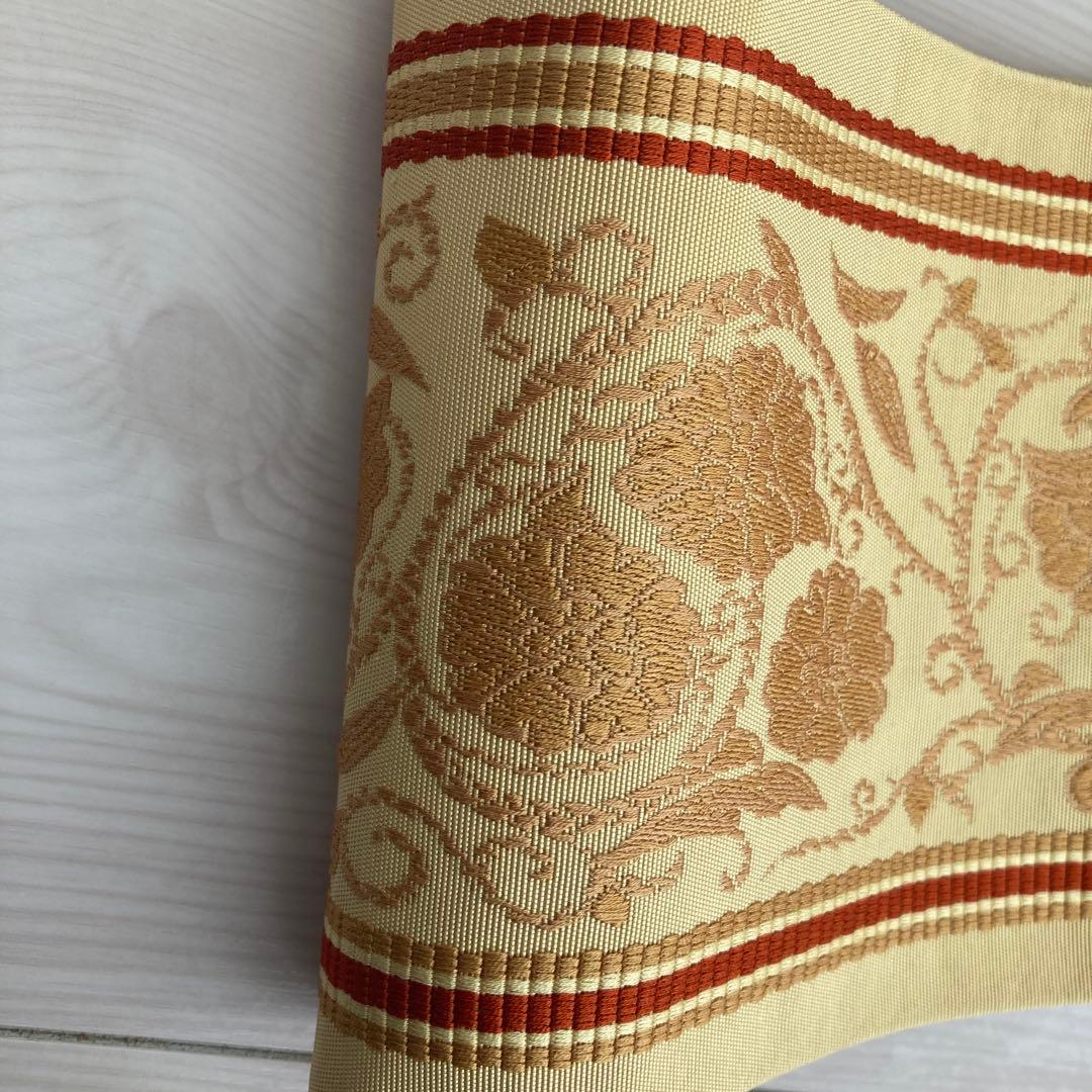 専用　　博多織　半幅帯　花唐草模様　織り出し　正絹　No.74-22