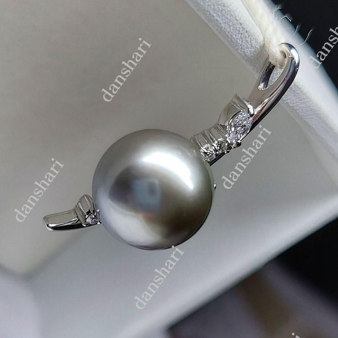 Ｐt900/南洋黒蝶真珠 ダイヤペンダントトップ/セミオーダー品/ステキです