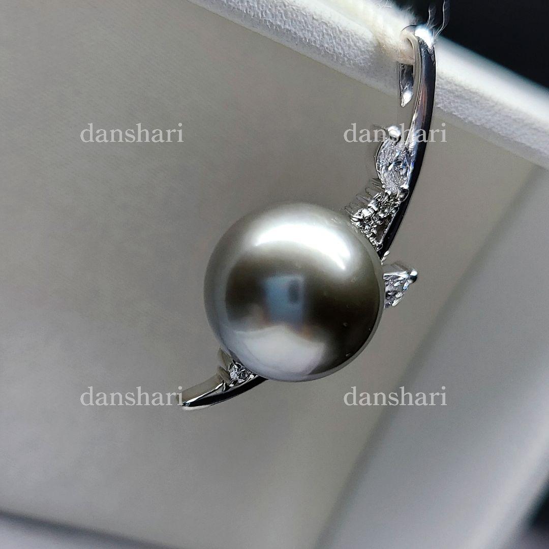 Ｐt900/南洋黒蝶真珠 ダイヤペンダントトップ/セミオーダー品/ステキです