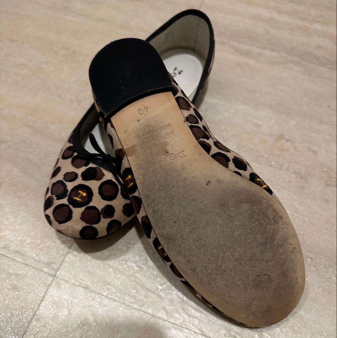 レペット　ヒョウ柄　フラットバレエシューズ