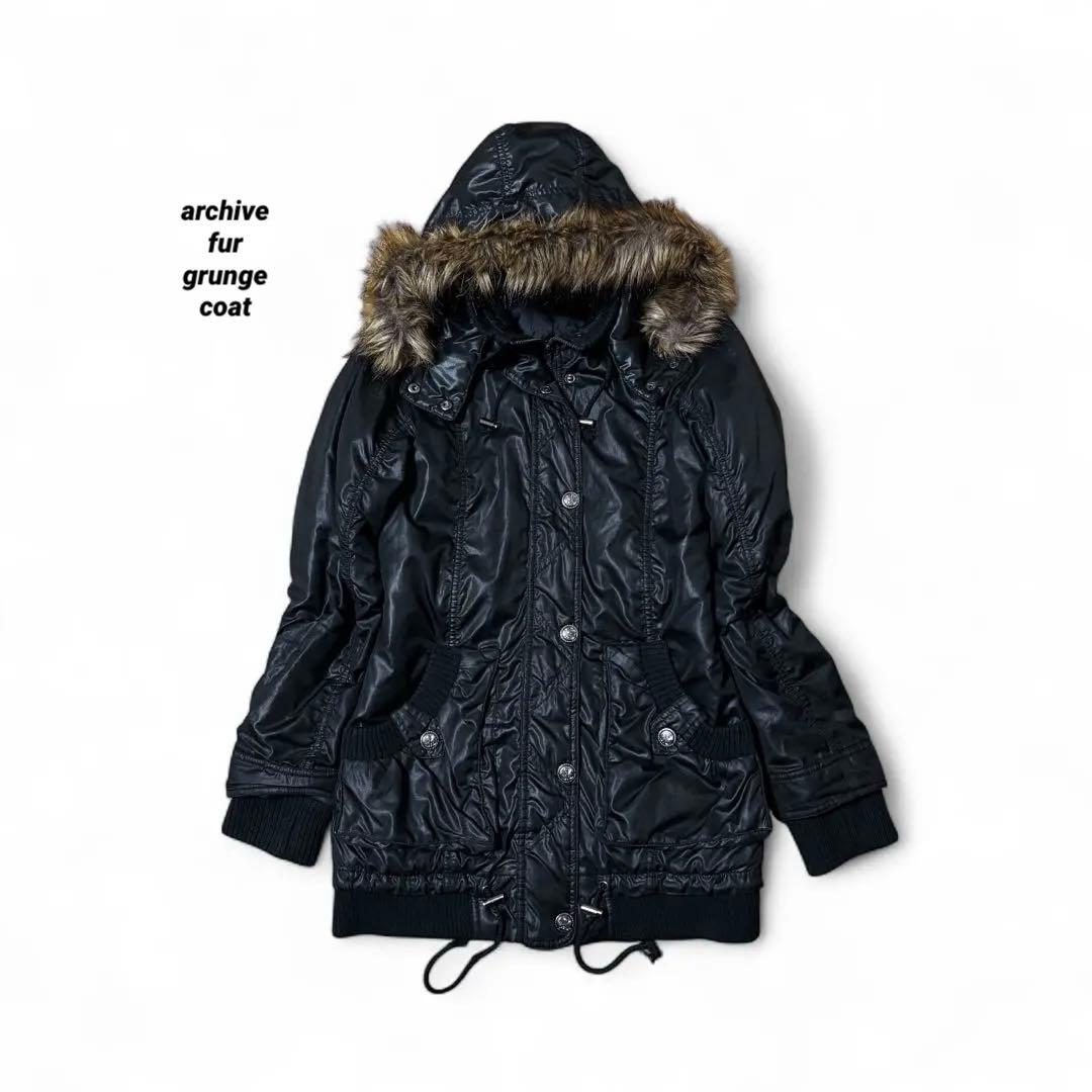 ジャケット・アウター archive grunge fur gimmick coat BLK y2k