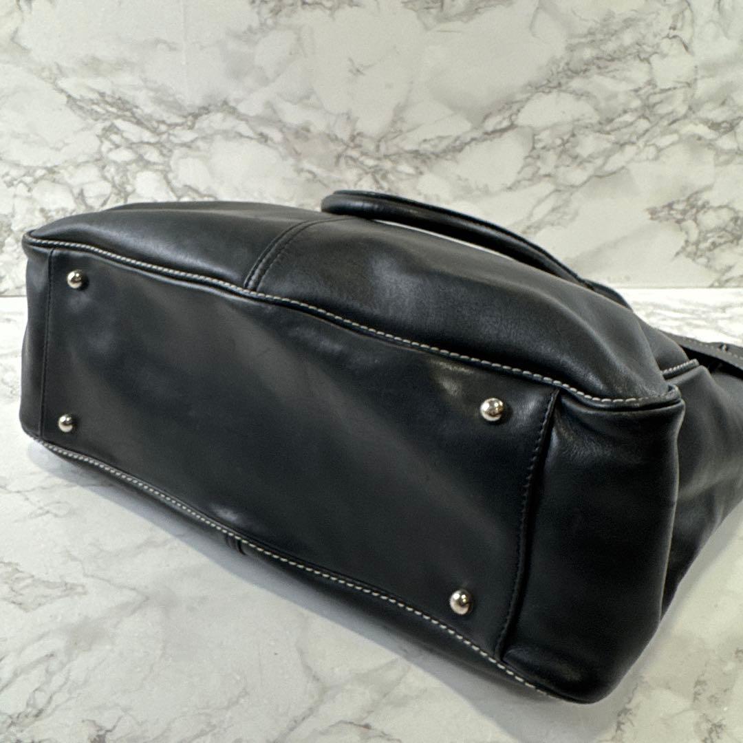 SAZABY サザビー 本革 レザー リクルート ビジネストートバッグ 黒