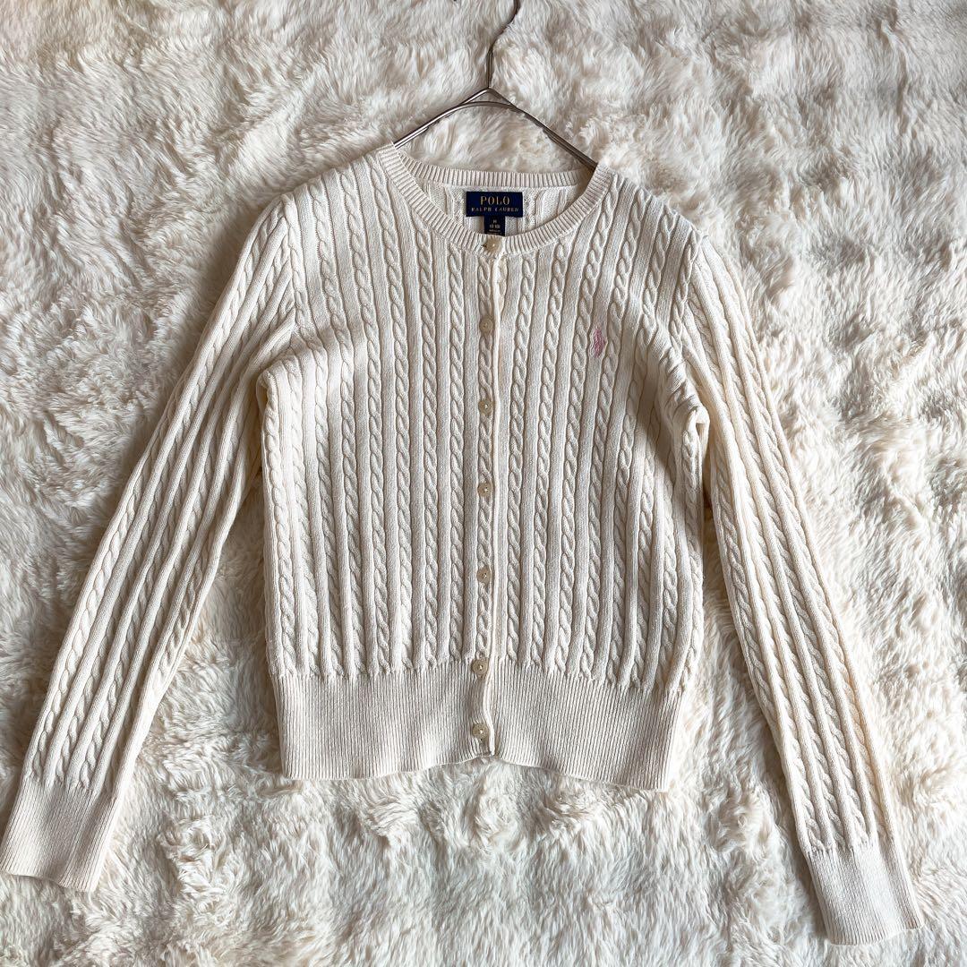 美品✨ポロラルフローレン ケーブルニット カーディガン ポニー アイボリー S
