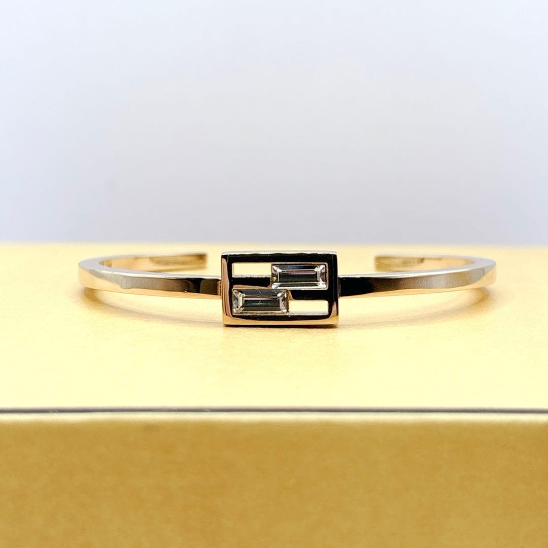【美品】 FENDI バングル ブレスレット FFロゴ ズッカ ゴールド
