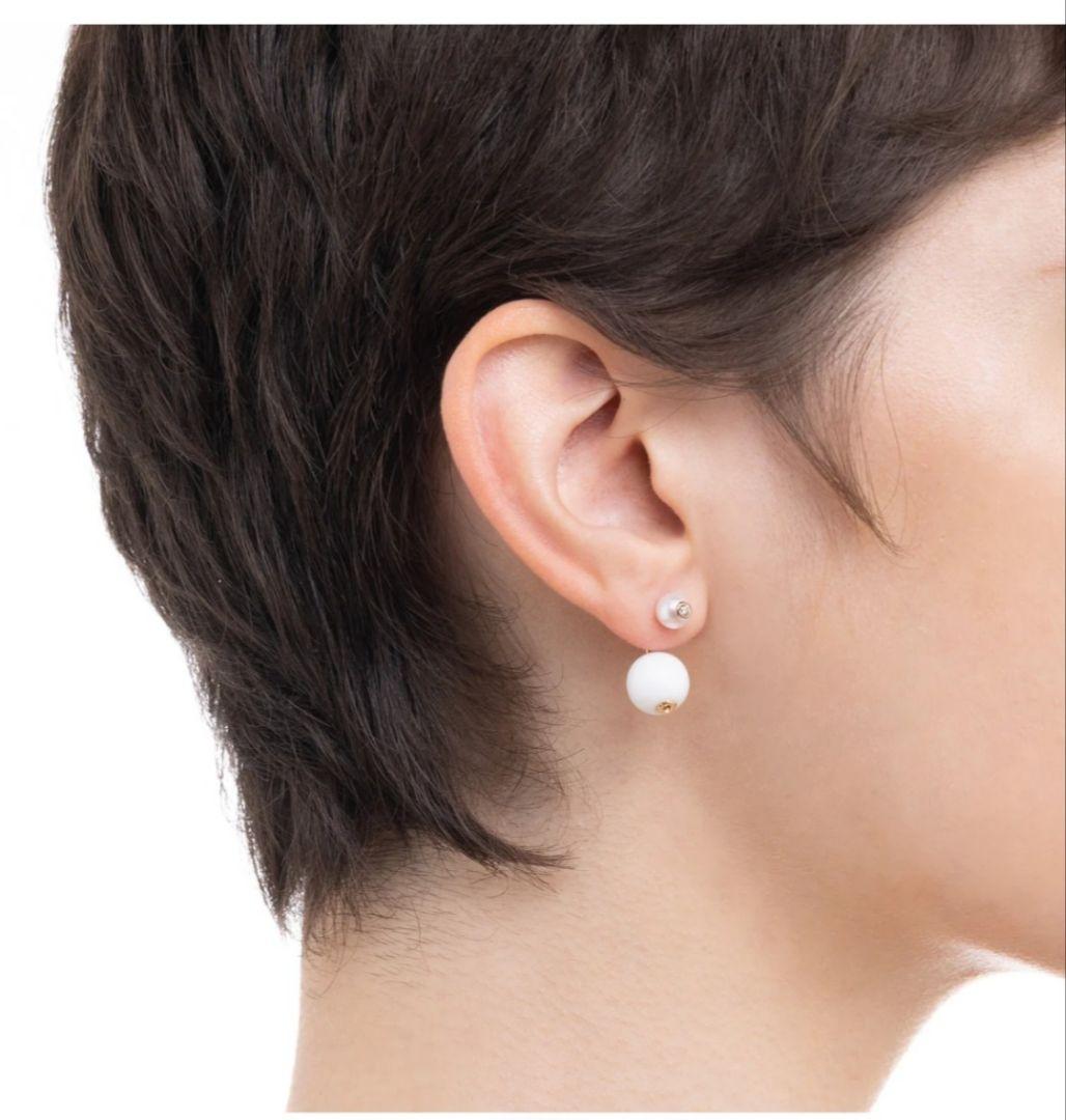 Hirotaka Bumble Bee ホワイトアゲート片耳ピアス